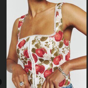 Reformation - Tagliatelle Linen Corset Top In Tomatoes [WORN ONCE]